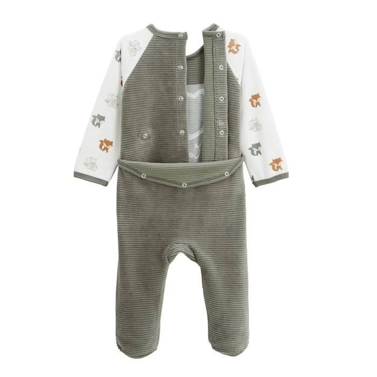 Pyjama bébé en velours Canaille vert - Petit Beguin