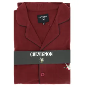 Pyjama CHEVIGNON flanelle bordeaux livraison rapide - Matière-noble 29,90€