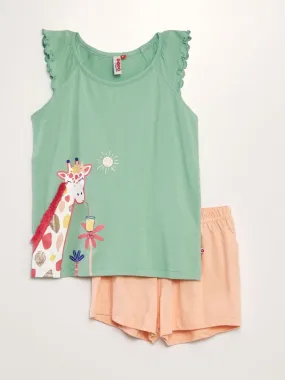 Pyjama court débardeur + short - 2 pièces - Bleu
