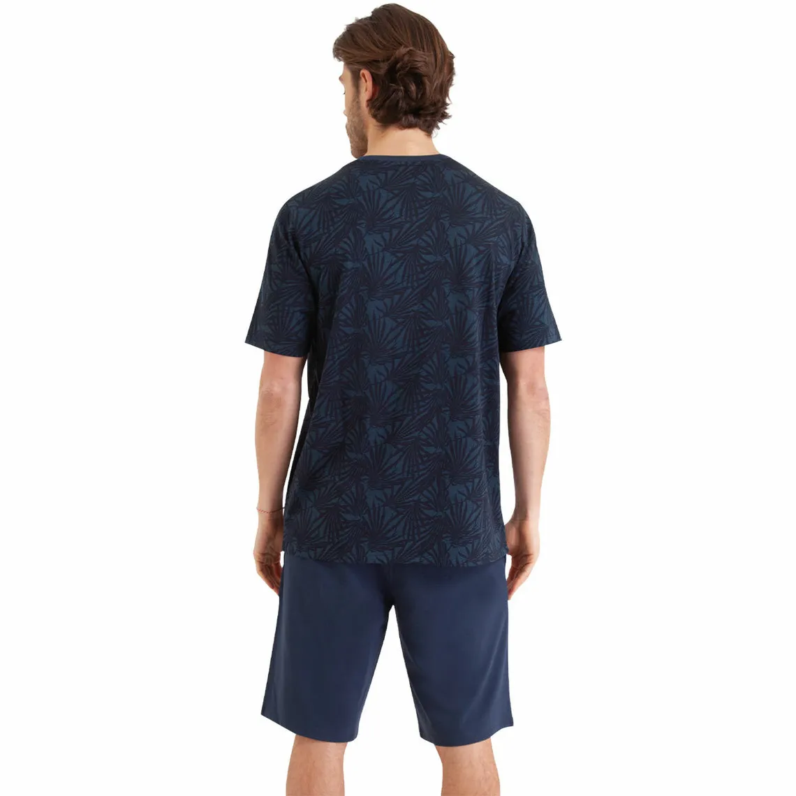 Pyjama court Easy Print bleu en coton pour homme  | 3 Suisses