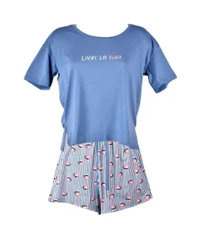 Pyjama Court Femme LITTLE UNICORN LINE MC03 Marine