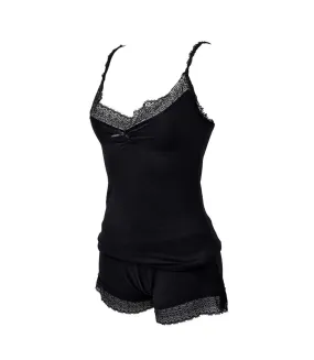 Pyjama Court Femme TWINDAY en Coton 27214 NOIR