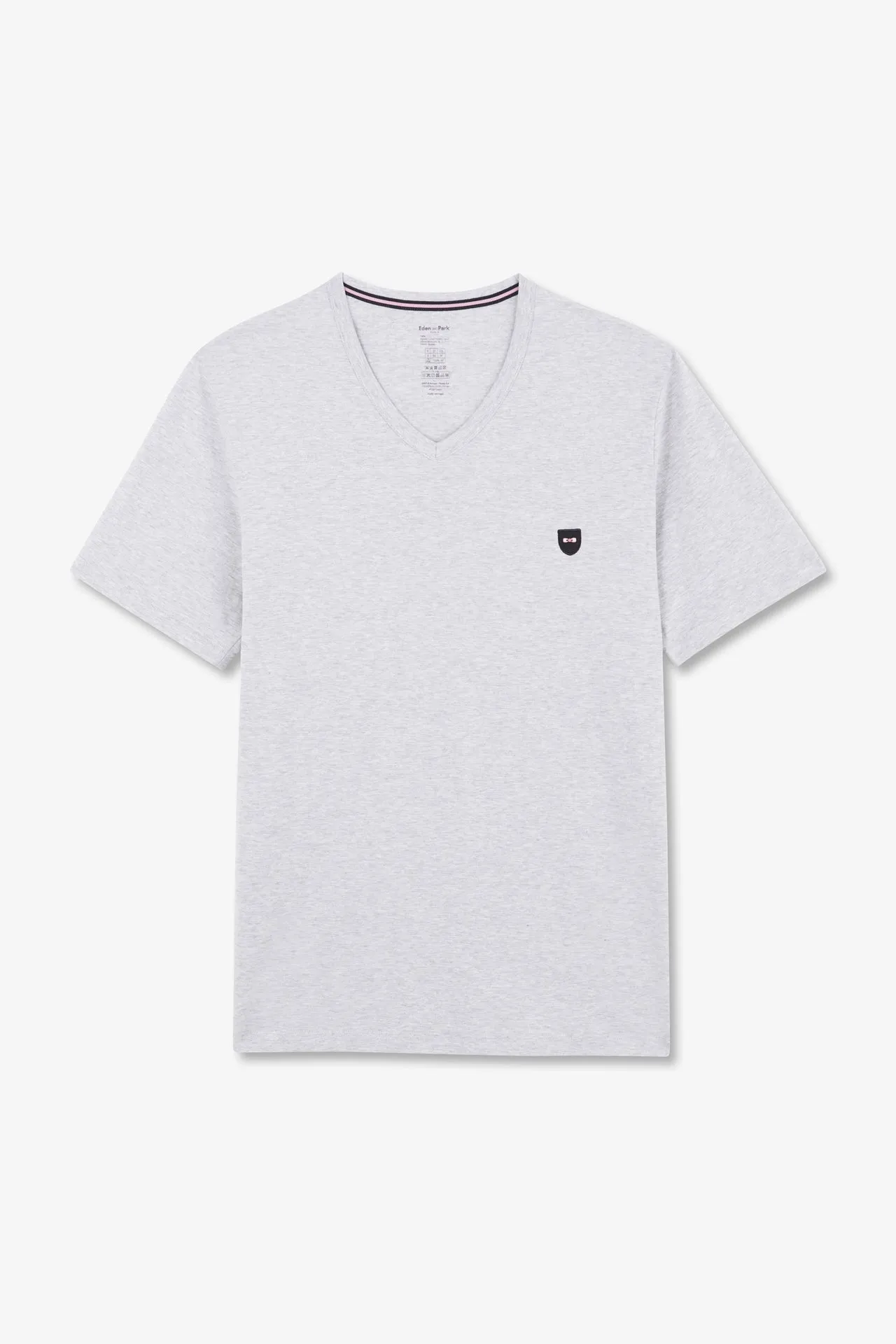 Pyjama court gris à short micro motifs en jersey coton