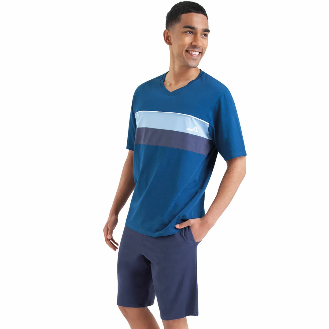 Pyjama court homme Chic Gris Manches courtes en coton Athéna - Pyjama court Homme sur MenCorner