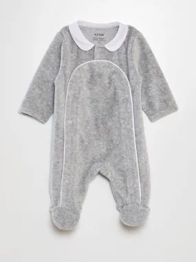 Pyjama en velours col claudine - Gris