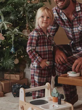 Pyjama enfant en flanelle collection capsule "Happy Family" carreaux rouge - Vertbaudet