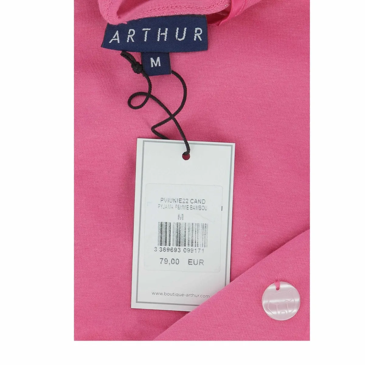Pyjama femme ARTHUR rose, pantalon et caraco - Matière noble 39.90€