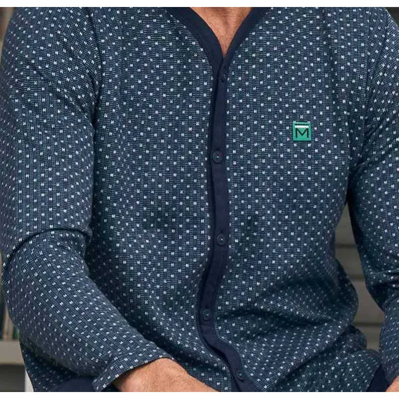 Pyjama homme boutonné MASSANA bleu vert
