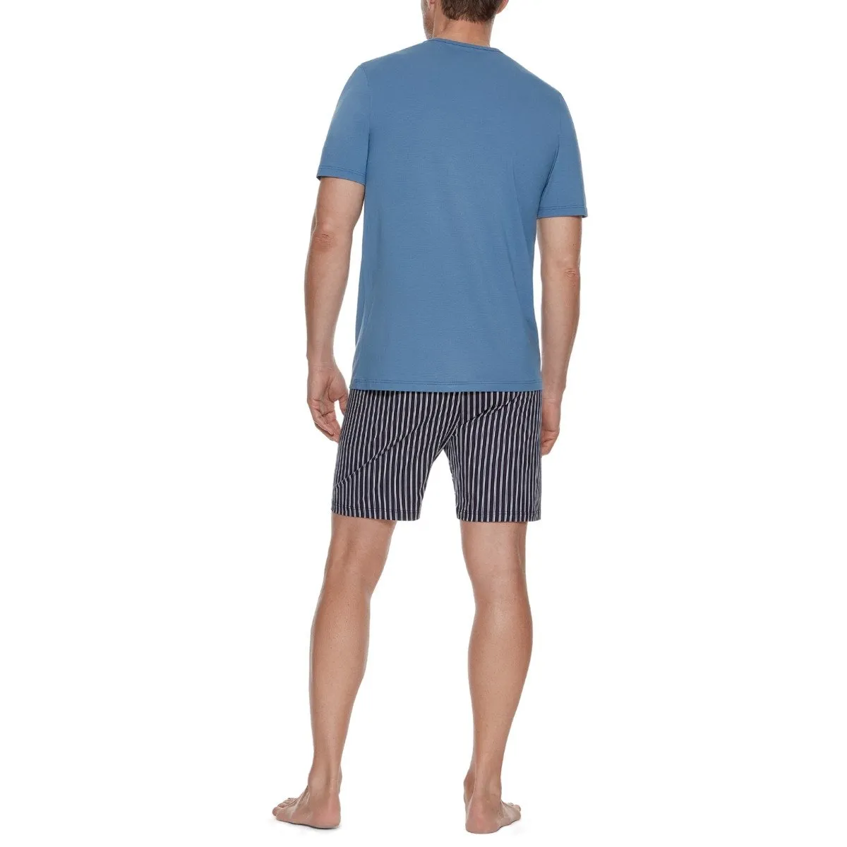 Pyjama homme court en coton bio à rayures bleu marine Impetus