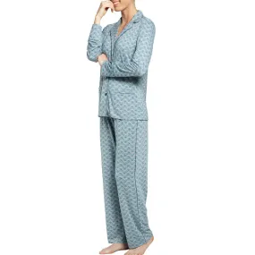 Pyjama long chemise en modal Artisan bleu canard Impetus woman