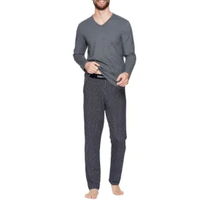 Pyjama long homme gris à motifs noeuds en coton par Eden Park