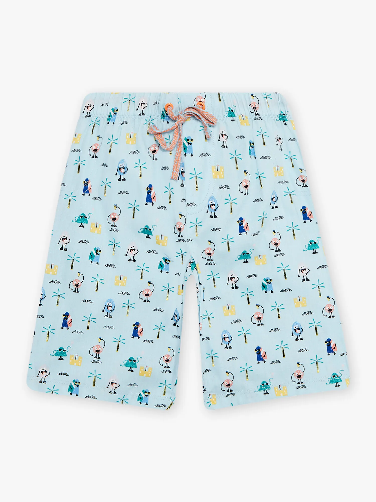 Pyjama orange et bleu à motifs monstres enfant garçon
