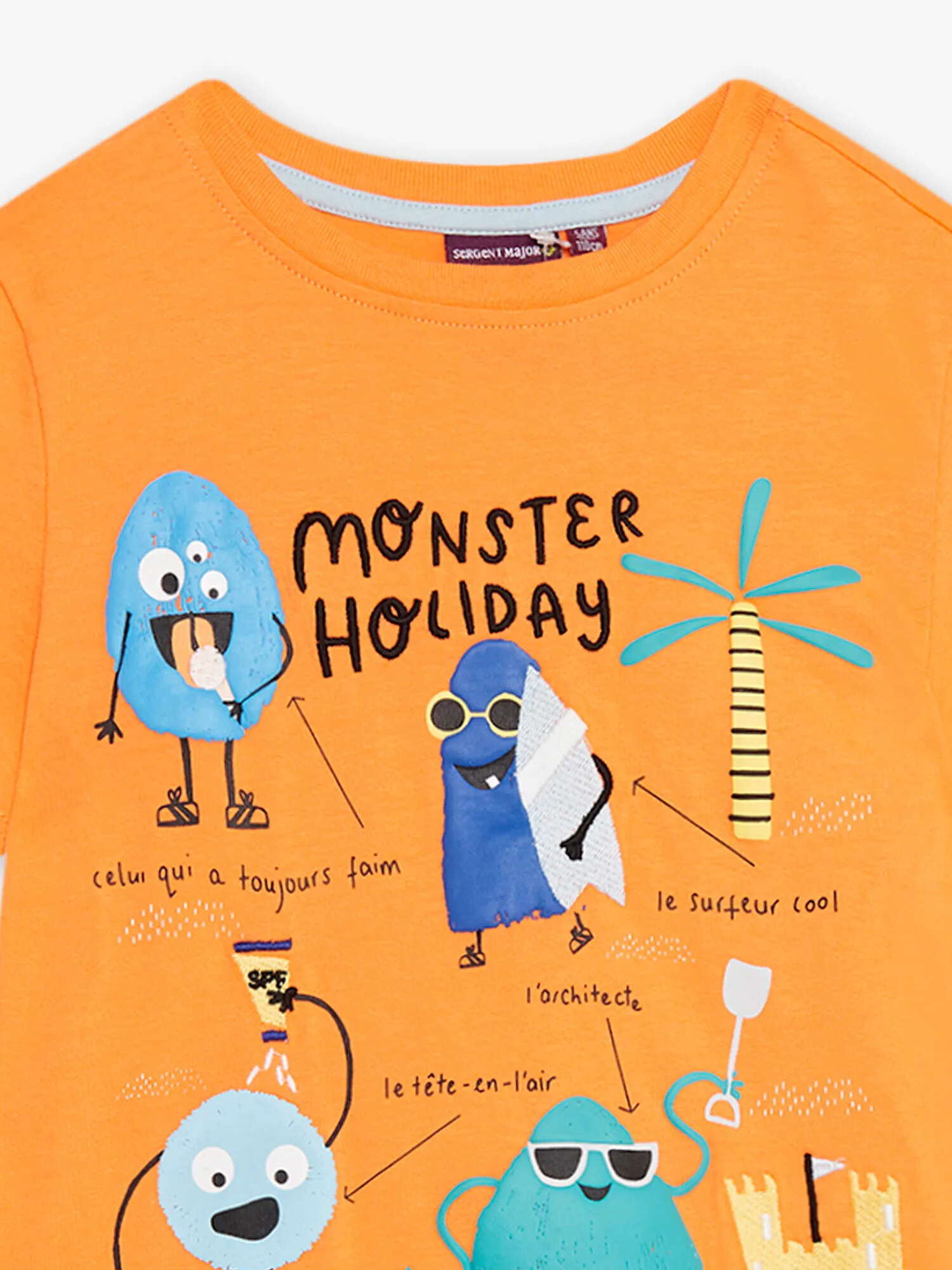 Pyjama orange et bleu à motifs monstres enfant garçon