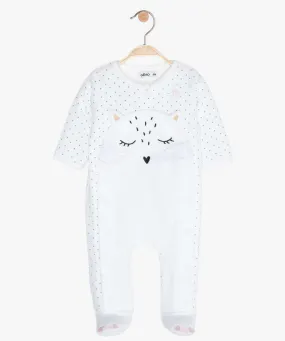 pyjama ouverture devant avec motif chat bebe fille blanc pyjamas ouverture devant