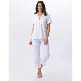 Pyjama pantacourt en coton AMORE 706 blanc