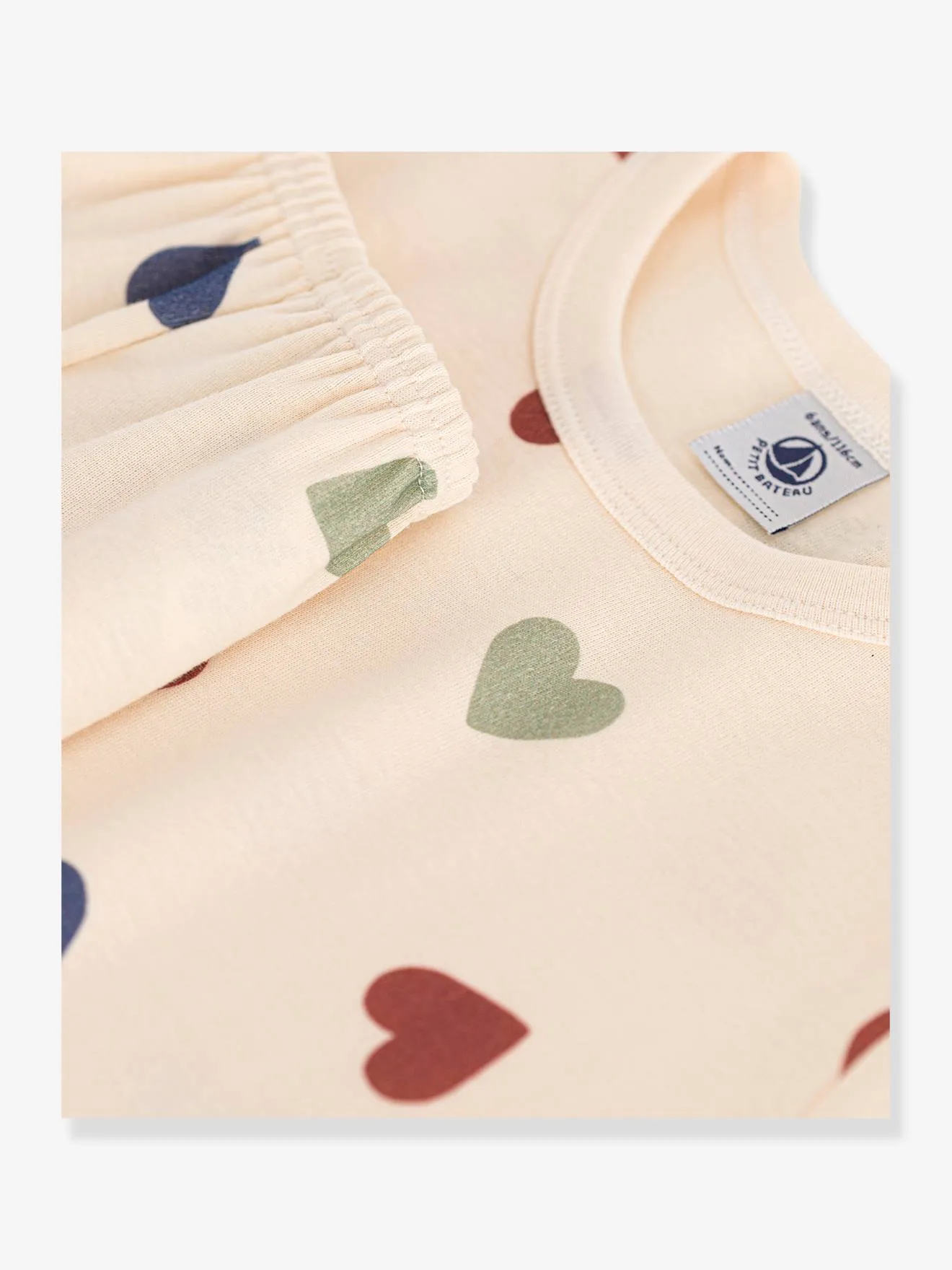 Pyjama short imprimé coeur PETI BATEAU beige imprimé - Petit Bateau