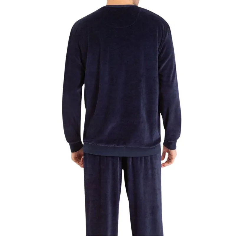 Pyjama velours Eminence marine et bordeaux