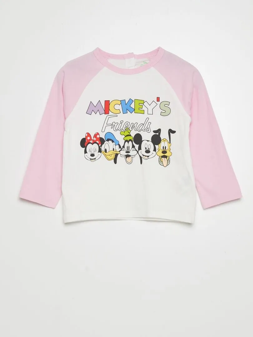 Pyjama 'Disney' t-shirt + pantalon - 2 pièces - Rose/blanc