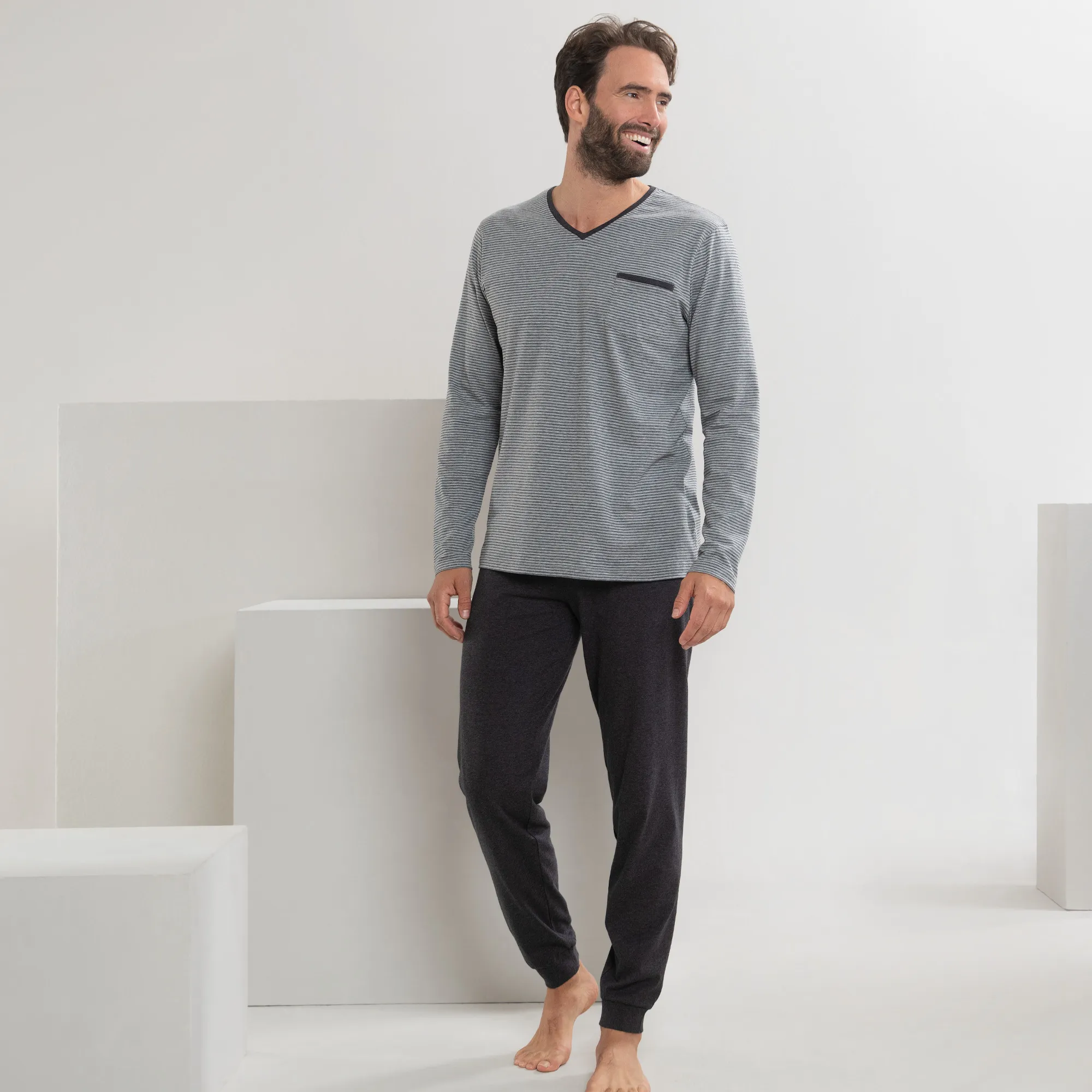 Pyjama à rayures homme - coton bio