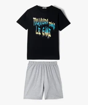 pyjashort avec inscription bicolore garcon noir