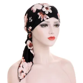 RAPHAËLLE Foulard Cheveux Femme Modern Chimio Noir à motifs
