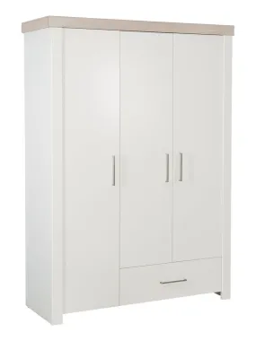 ROBA Armoire "Lucy" 3 portes – corps blanc – éléments décoratifs en decor orme lunaire - Blanc