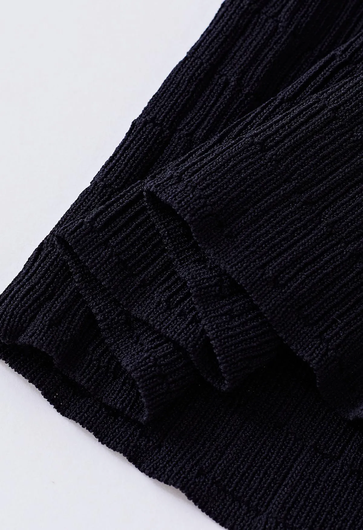 Robe camisole en tricot texturé de couleur unie en noir