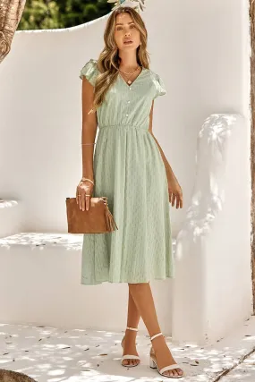 Robe Champêtre Mi-Longue  Fluide
