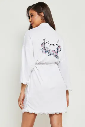Robe de chambre pour la mariée à imprimé Bride