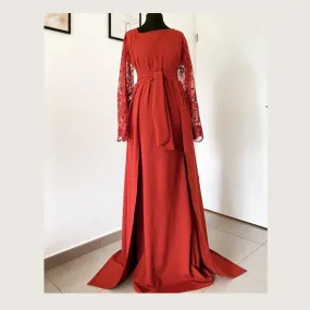 Robe de Soiree Mastoura - Demoiselle d’honneur rouille manche longue