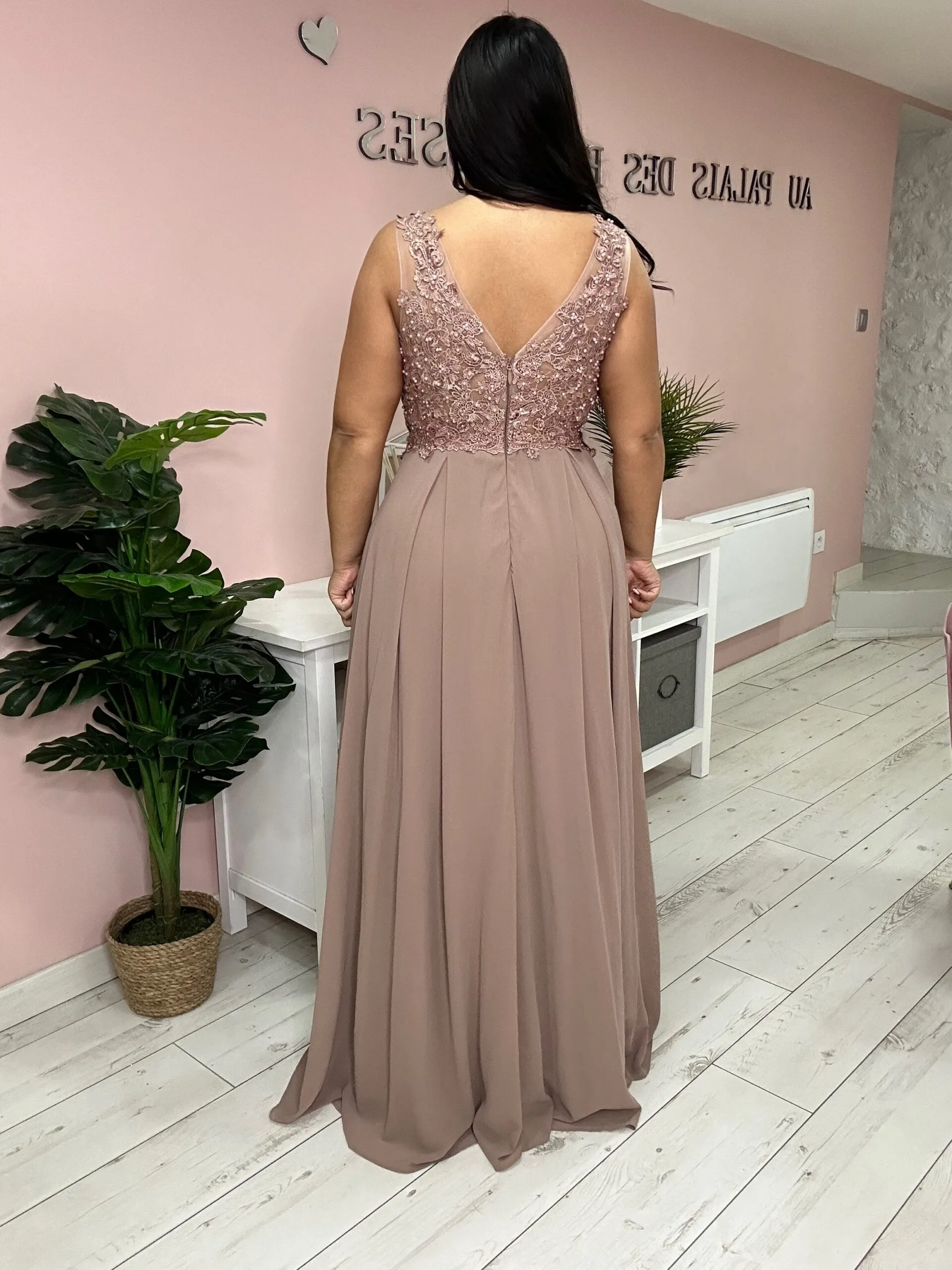 Robe de soirée 9306 beige