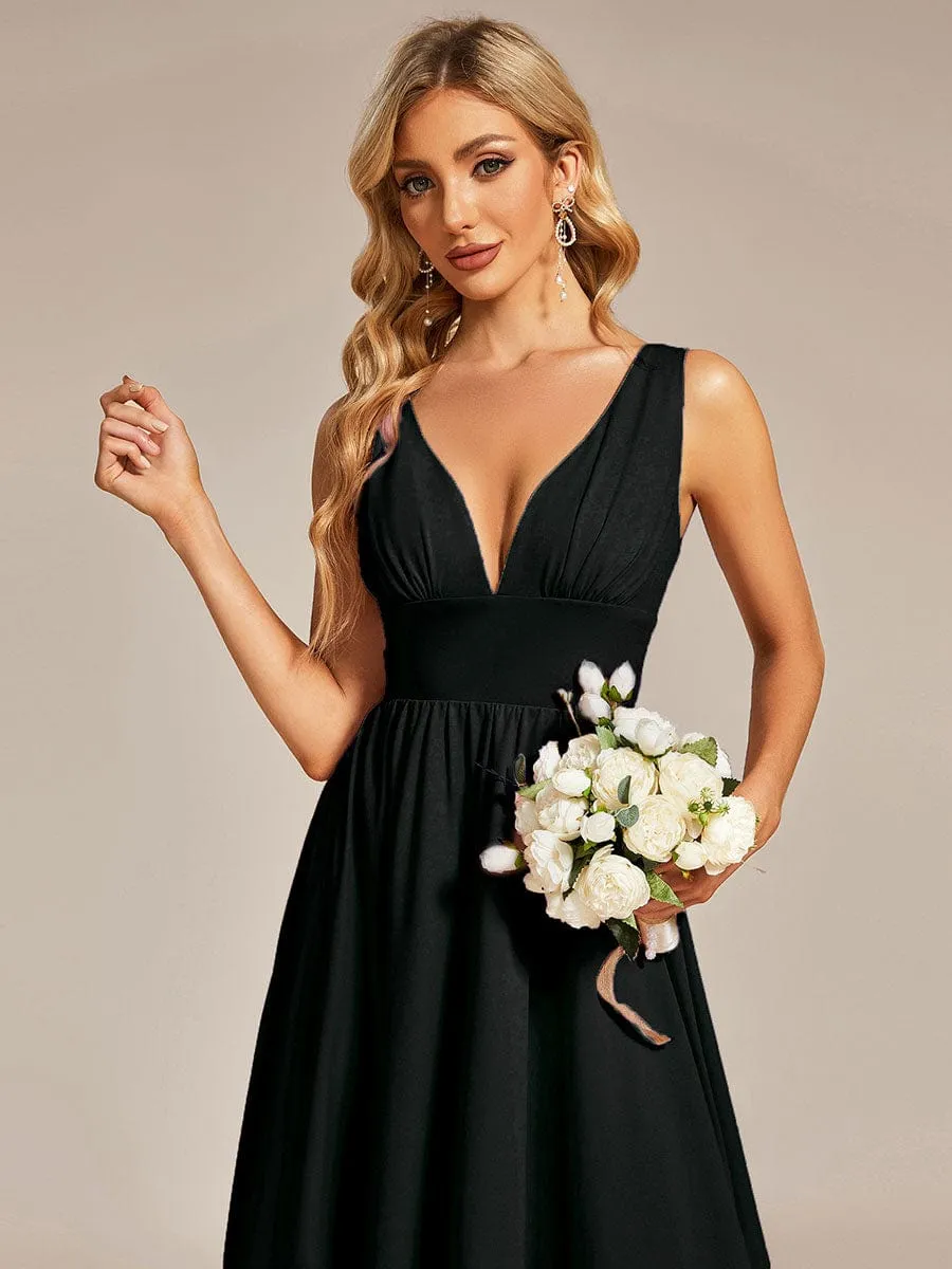 Robe Demoiselle d'honneur élégante Taille Empire Sans Manches