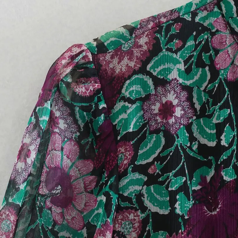 Robe Fleurie Courte Col Montant