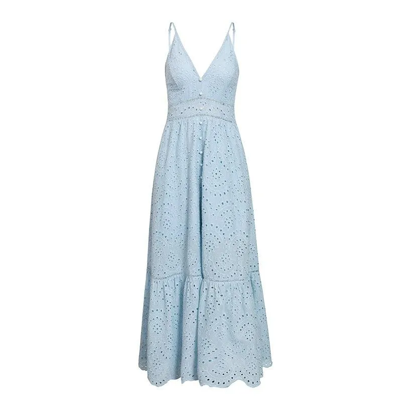 Robe Longue Bohème Bleu Ciel