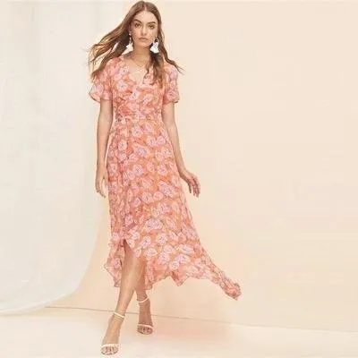 Robe longue bohème orange