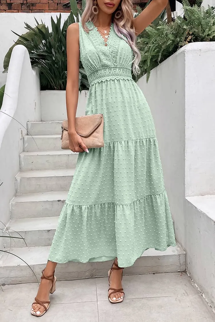 Robe Longue Champêtre  Vert Opaline