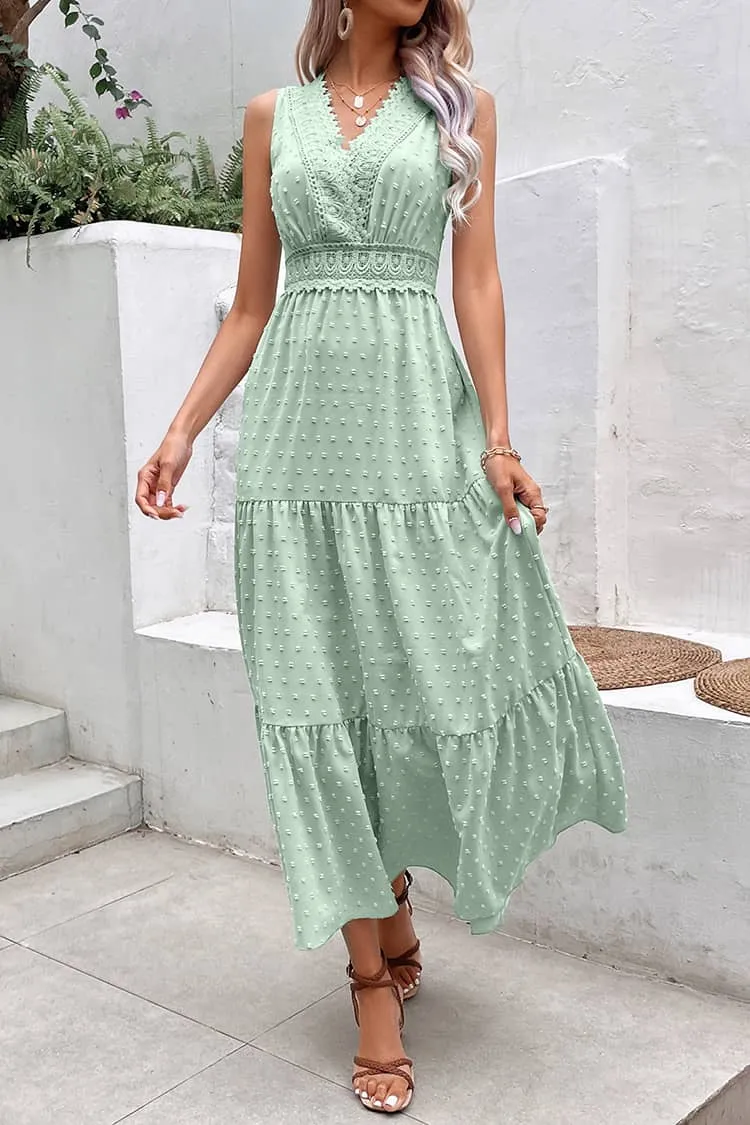 Robe Longue Champêtre  Vert Opaline