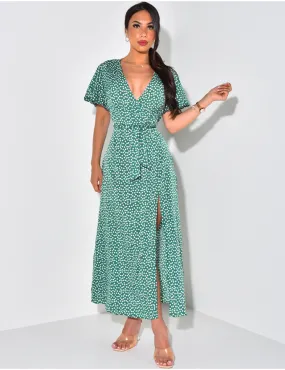 Robe longue fleurie à nouer / 40166 - JEANS INDUSTRY