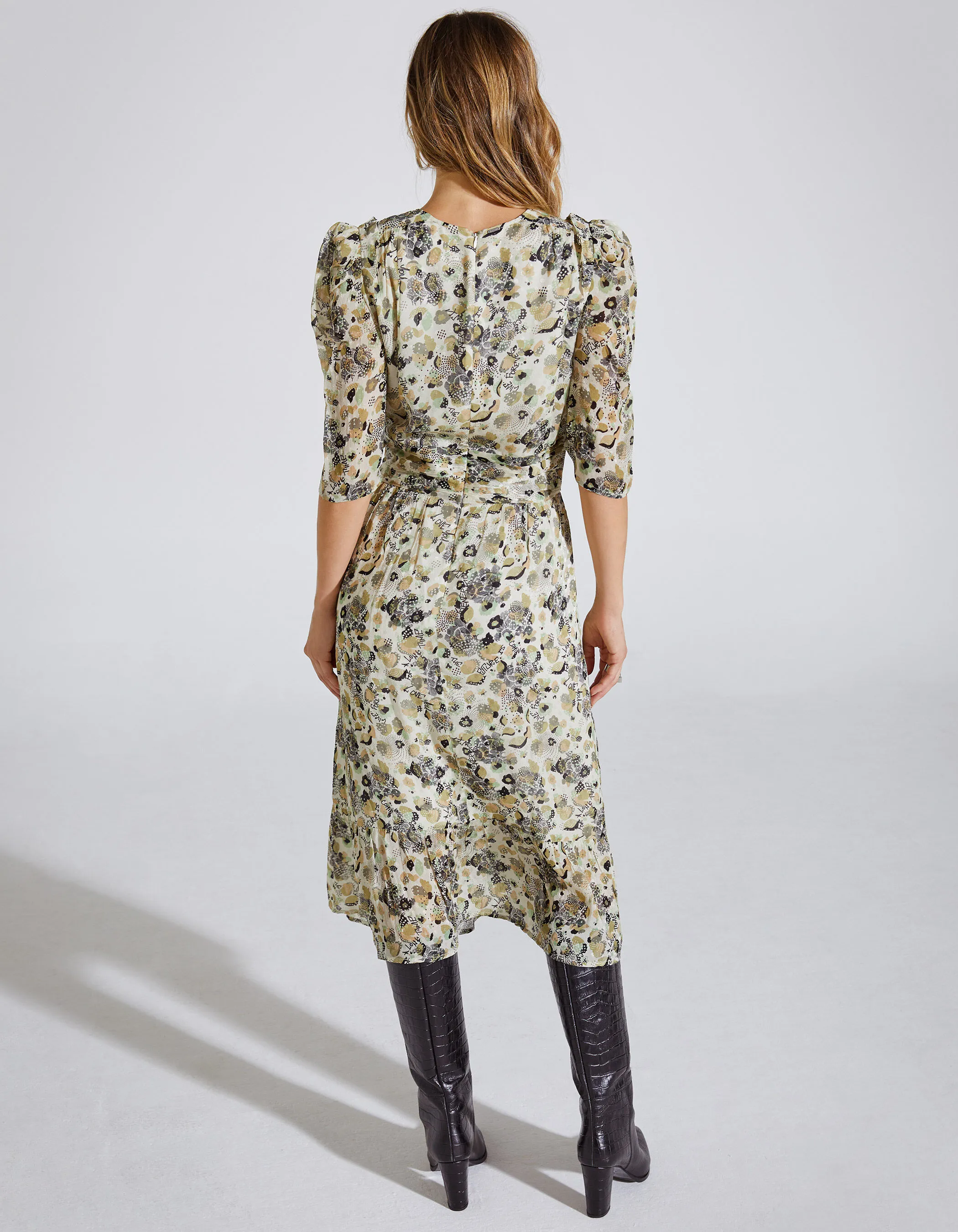 Robe midi imprimé floral army femme