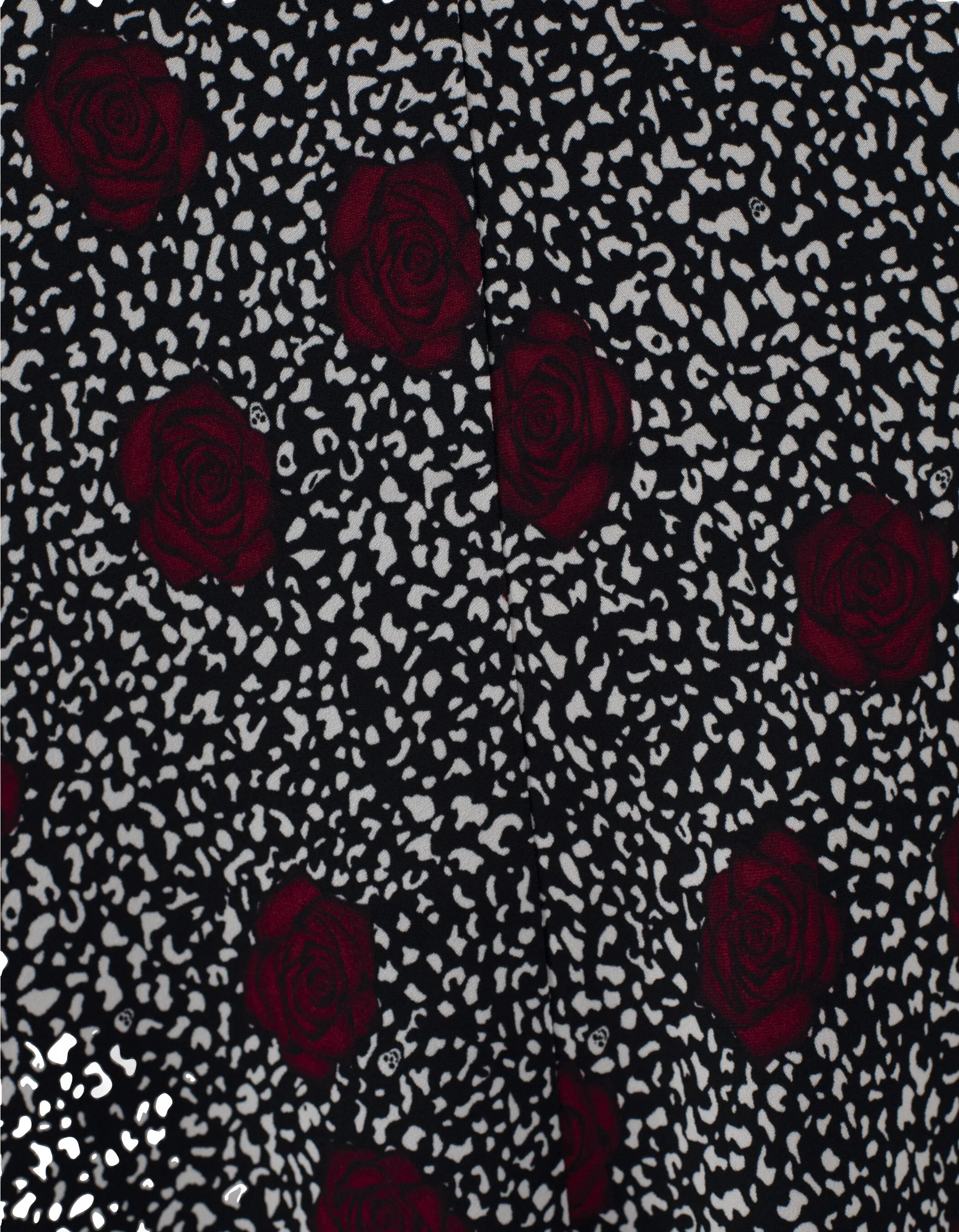 Robe nuisette motif roses rouge sur fond léopard femme