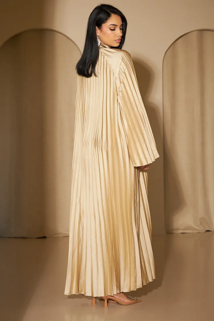 Robe plissée beige