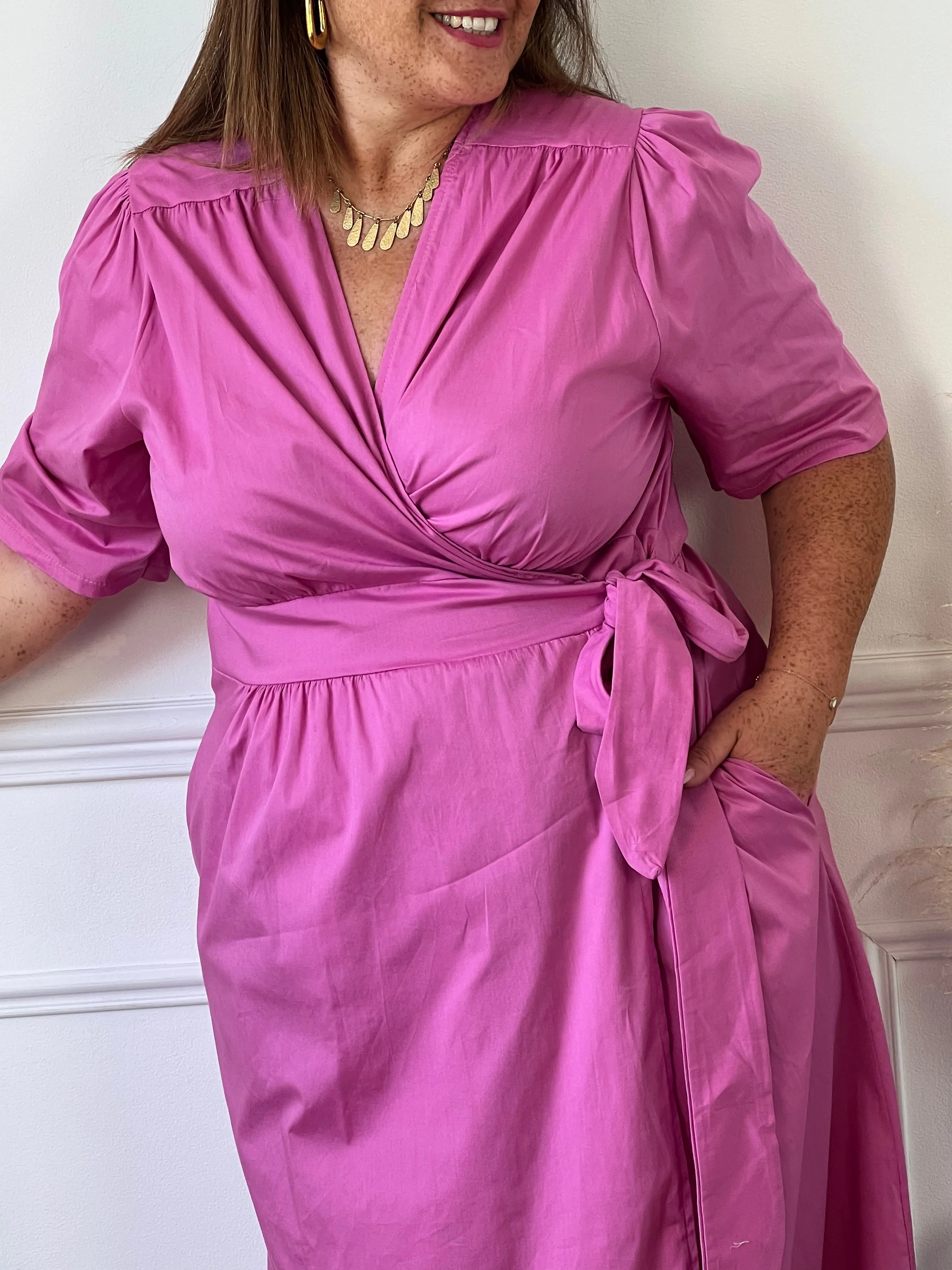 Robe portefeuille rose : Jacynthe