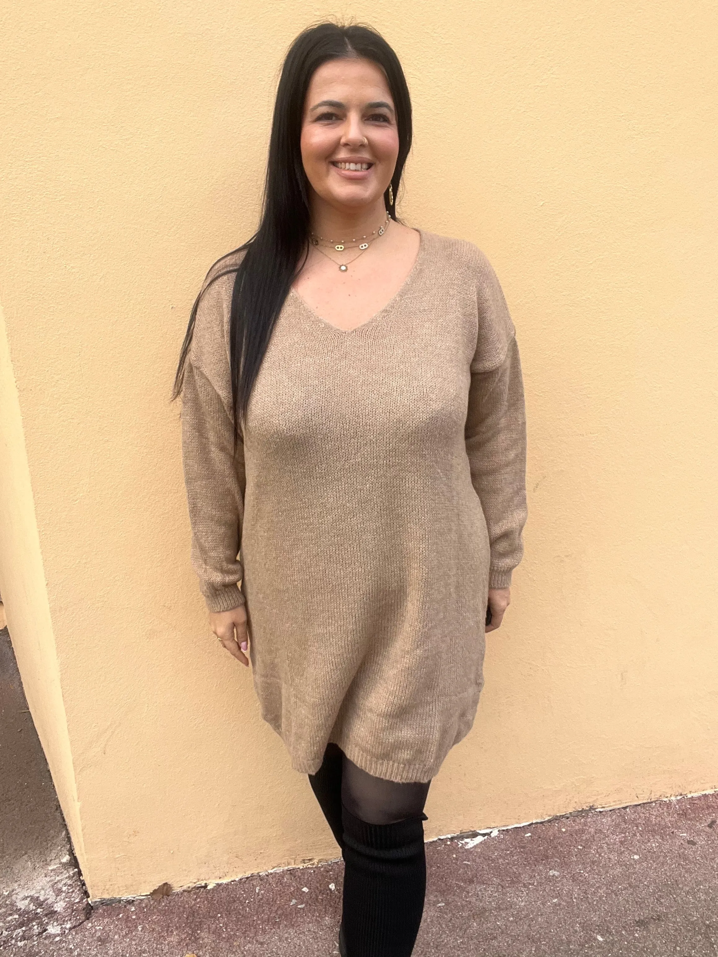 Robe pull beige