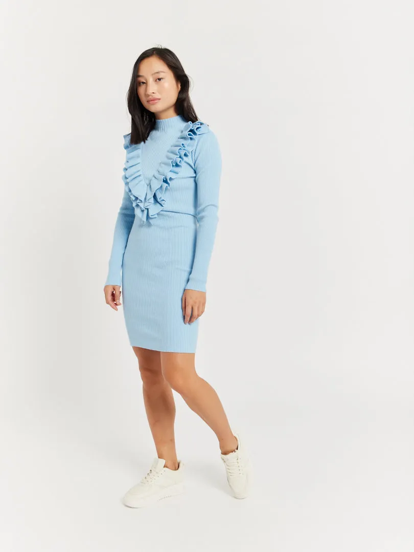 Robe pull col froufrou