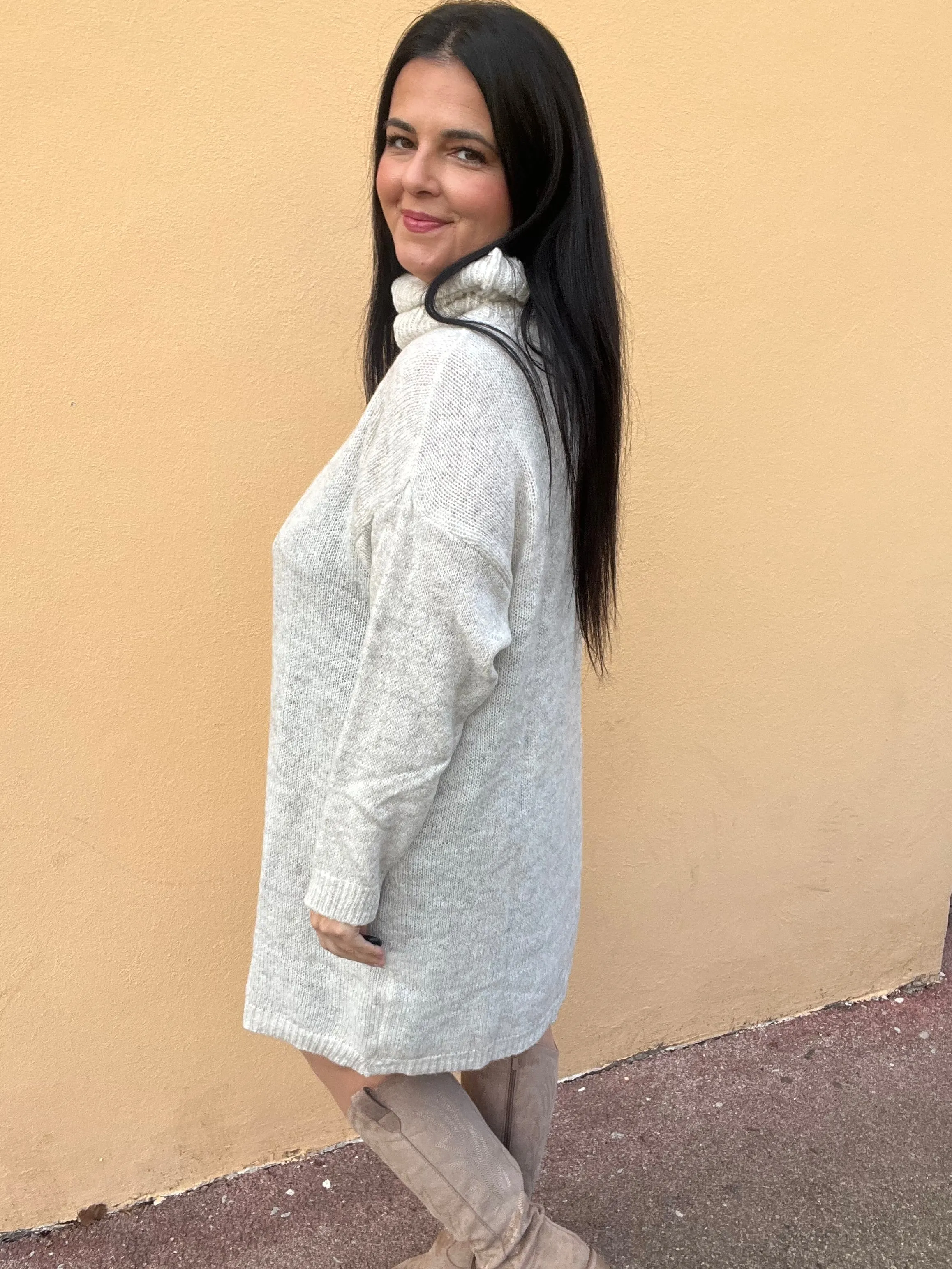Robe pull col roulé