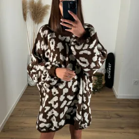 ROBE PULL MARRON LEOPARD