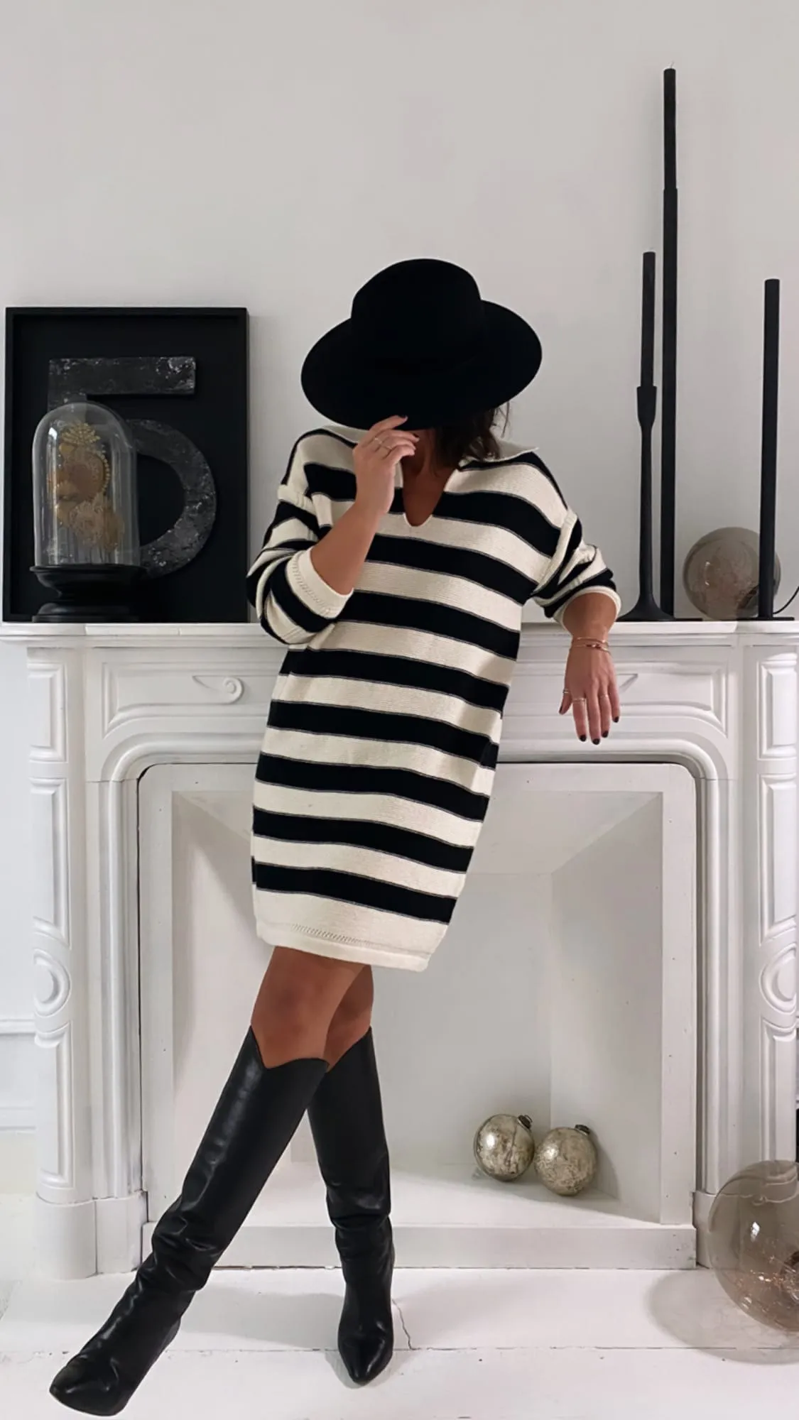 Robe pull rayée col polo