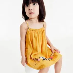 Robe à bretelles crèpe de coton motifs safari pour fille