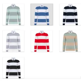 Rugby long-sleeved striped polo shirt