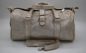 Sac de voyage en Cuir naturel - argenté - petit format 